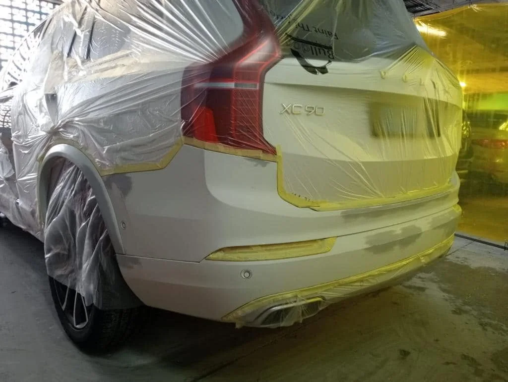 Volvo SUV during paint work